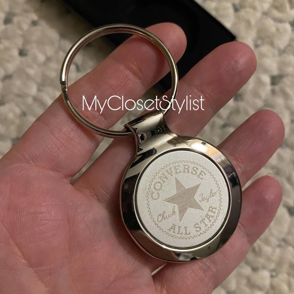 CONVERSE All Star Chrome Silver Metal Fob Keychain NEW IN BOX
